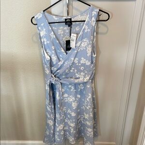 Blue Floral Wrap Dress